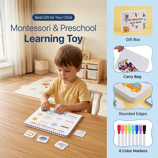 Montessori Interactive Learning Busy Book for Toddlers and Preschoolers